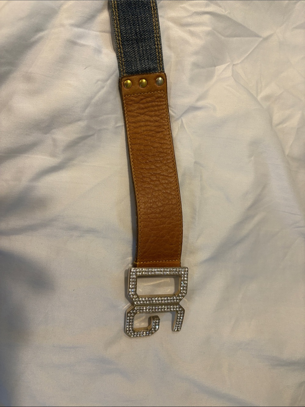 Dolce & Gabbana Brown Leather Belt with Crystal DG Buckle